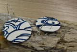 Round drop earrings in flower patterned silk, by Silky Moons