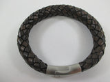 Chunky plaited leather antique brown bracelet