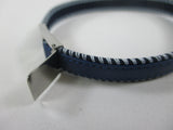 Blue leather men's/women's bracelet with contrast stitching, and 'cut to size' fitting