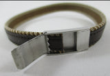Brown leather men's/women's bracelet with contrast stitching, and 'cut to size' to fit!