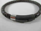 Trigger dark brown leather plaited men's/women's bracelet