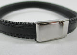 Black leather men's/women's bracelet with contrast stitching, and 'cut to size' for a perfect fit!