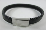 Black leather men's/women's bracelet with contrast stitching, and 'cut to size' for a perfect fit!