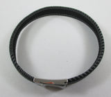 Black leather men's/women's bracelet with contrast stitching, and 'cut to size' for a perfect fit!