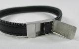 Black leather men's/women's bracelet with contrast stitching, and 'cut to size' for a perfect fit!