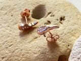 Rose gold diamanté studded angel wing earrings by Reeves & Reeves