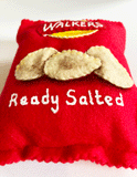 Walkers Crisps in Ready Salted flavour, handmade in felt by Heart Felt