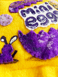 Cadbury Mini Eggs, replica store cupboard items handmade in felt by Heart Felt