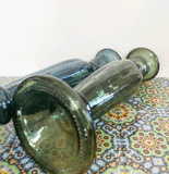 Tall recycled glass candlesticks in coastal blue or Juniper green