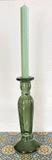 Tall recycled glass candlesticks in coastal blue or Juniper green