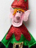 Christmas hanging decoration 'Trusty Elf', handmade in felt by Laura Dent