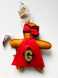 Christmas hanging decoration 'Gingerbread Hero', handmade in felt by Laura Dent