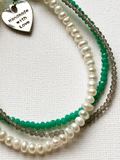 Freshwater pearl with semi-precious stone triple bracelet by Sarah Beevers