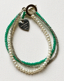 Freshwater pearl with semi-precious stone triple bracelet by Sarah Beevers