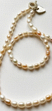 Tones of pink and white long freshwater pearl necklace by Sarah Beevers