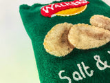 Walkers Crisps in Salt & Vinegar handmade in felt by Heart Felt