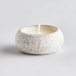 Tealight candle scented Winter Thyme in a long lasting white and gold pot, by St Eval
