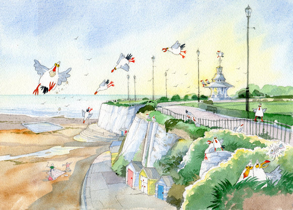 Original print by David Bailey : Broadstairs Bandstand Cliff