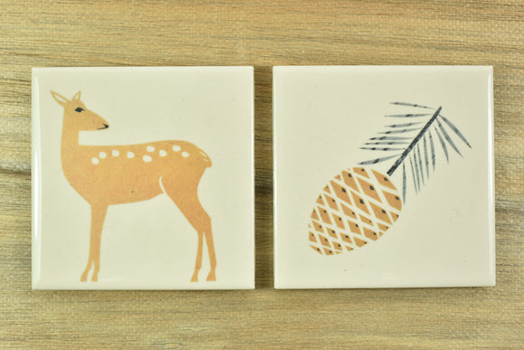 Designer ceramic Woodland coasters by Alison Milner