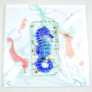Present Card with handmade glass Seahorse decoration, by Dreya Glass