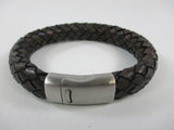 Chunky plaited leather antique brown bracelet