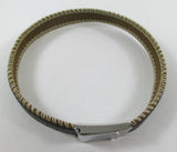 Brown leather men's/women's bracelet with contrast stitching, and 'cut to size' to fit!