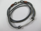 Cowboy grey suede wraparound bracelet with steel panel and clasp