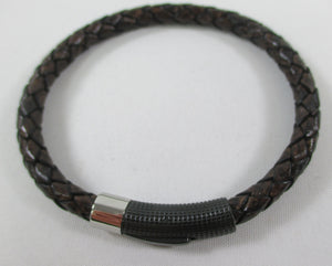 Trigger dark brown leather plaited men's/women's bracelet
