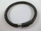 Trigger dark brown leather plaited men's/women's bracelet