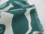 Heavy silky scarf with bold turquoise leaf design