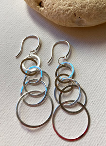 Sterling silver long interlinked hoop earrings by Reeves & Reeves