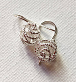 Sterling silver textured woven style ball drop earrings by Reeves & Reeves