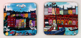 Ramsgate Harbour colourful coasters by artist David Weeks