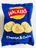 Walkers Crisps in Cheese & Onion handmade in felt by Heart Felt