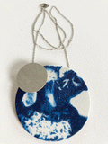 Dark blue and white silk necklace handmade by Silky Moons