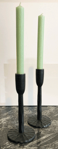 Black metal tall candlestick in a contemporary design, by St Eval