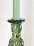 Tall recycled glass candlesticks in coastal blue or Juniper green
