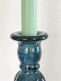 Tall recycled glass candlesticks in coastal blue or Juniper green