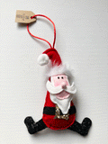 Christmas hanging decoration 'Happy Santa', handmade in felt by Laura Dent
