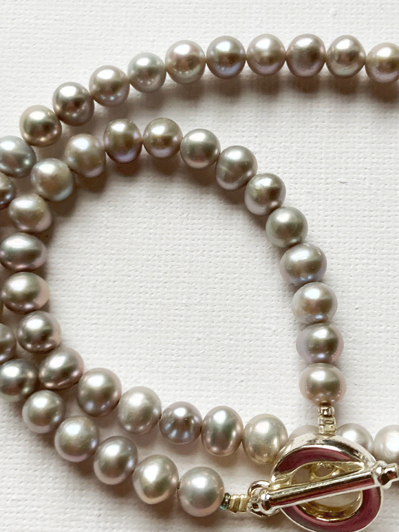 Pretty palest grey freshwater pearl short necklace by Sarah Beevers