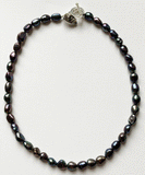Iridescent blue grey freshwater pearl necklace by Sarah Beevers