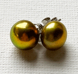 Richly gold freshwater pearl large stud earrings by Sarah Beevers