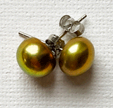 Richly gold freshwater pearl large stud earrings by Sarah Beevers