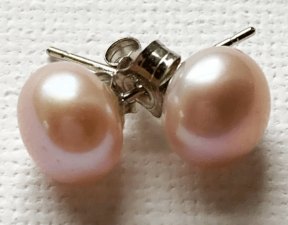 Pale pink pearl top earrings