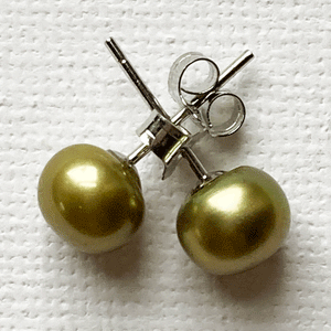 'Old gold' freshwater pearl stud earrings by Sarah Beevers