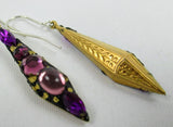 Purple jewelled 'Icicle' drop earrings by Annie Sherburne